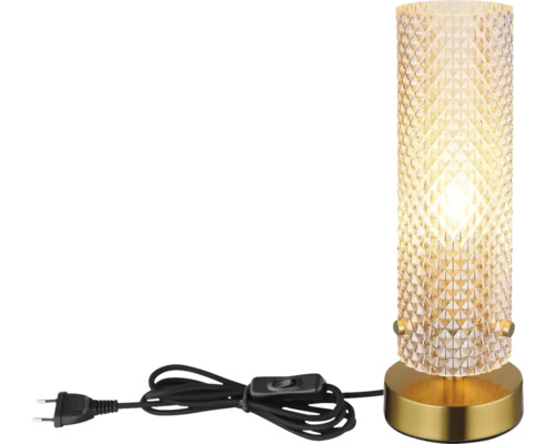 Dekorativní stolní lampa se strukturovaným stínidlem a spínačem na kabelu