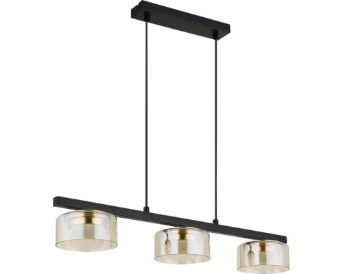 Černé závěsné svítidlo se třemi stínidly