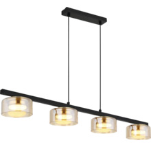 Závěsná lampa se čtyřmi světly a skleněnými stínidly