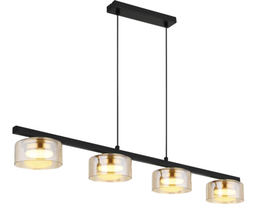 Závěsná lampa se čtyřmi světly a skleněnými stínidly