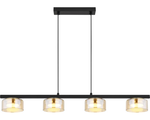 Závěsná lampa se čtyřmi světly a průhlednými stínidly
