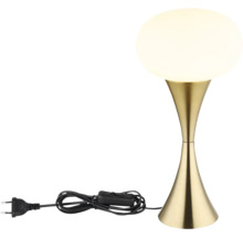 Stolní lampa s kulatým stínidlem a kuželovou základnou