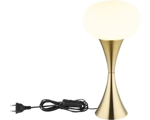 Stolní lampa s kulatým stínidlem a kuželovou základnou