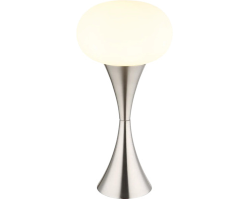 Stolní lampa s kulovitým stínidlem a stříbrným podstavcem