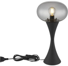 Stolní lampa se skleněným stínidlem a černou základnou