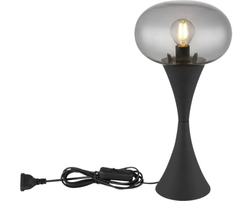 Stolní lampa se skleněným stínidlem a černou základnou