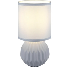 Stolní lampa s válcovým stínidlem a dekorativní základnou