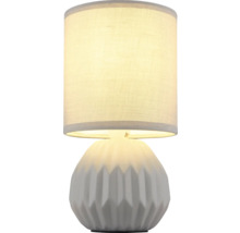 Stolní lampa s látkovým stínidlem a keramickou základnou
