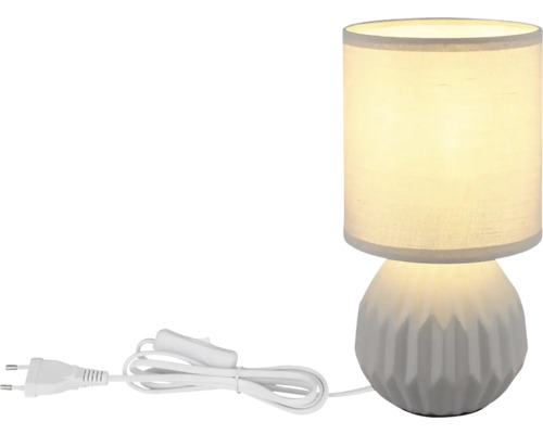 Stolní lampa s textilním stínidlem a kabelem