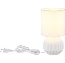 Stolní lampa s válcovým stínidlem a geometrickou základnou