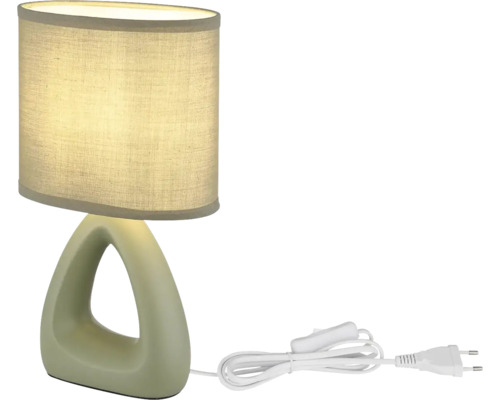 Stolní lampa s textilním stínidlem a keramickou základnou