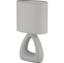 Stolní lampa s látkovým stínidlem a trojúhelníkovou základnou