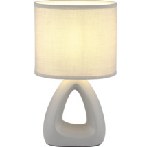 Stolní lampa s látkovým stínidlem a keramickou základnou