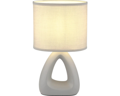 Stolní lampa s látkovým stínidlem a keramickou základnou