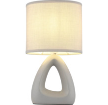 Stolní lampa s látkovým stínidlem a dekorativní základnou