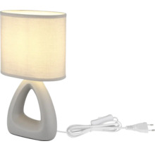 Stolní lampa s textilním stínidlem a keramickou základnou