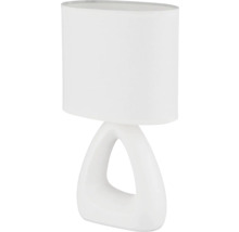 Stolní lampa s textilním stínidlem a keramickou základnou