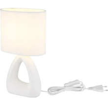 Bílá stolní lampa se stínidlem