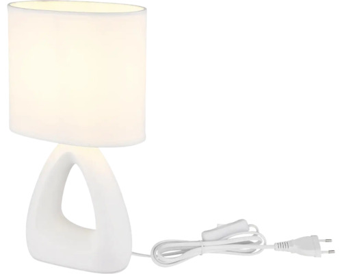 Bílá stolní lampa se stínidlem