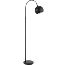Stojací lampa se zakřiveným ramenem a kulovitým stínidlem