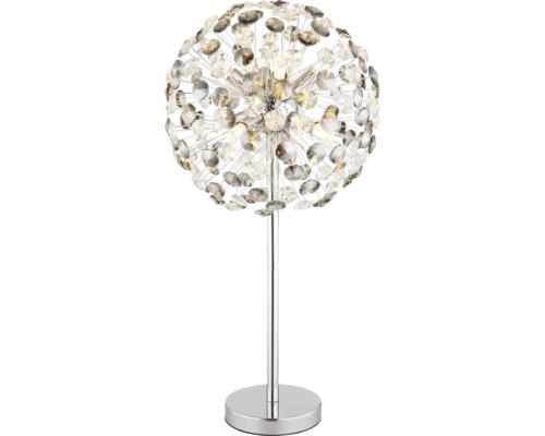 Křišťálová stolní lampa na kulaté základně