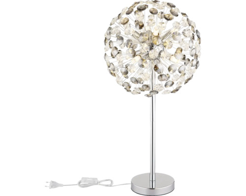 Dekorativní stolní lampa s křišťálovými prvky na kovovém rámu