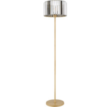 Stojací lampa s křišťálovým skleněným stínidlem a dřevěnou základnou