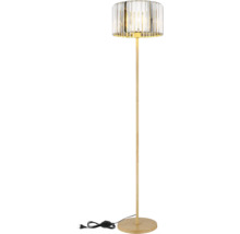 Stojací lampa se skleněným stínidlem a dřevěnou základnou