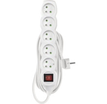 Prodlužovací kabel s pěti zásuvkami a vypínačem