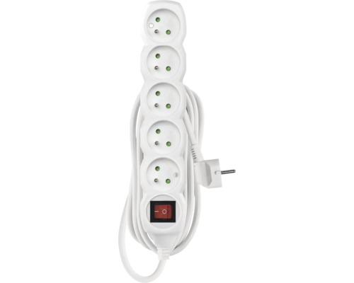 Prodlužovací kabel s pěti zásuvkami a vypínačem