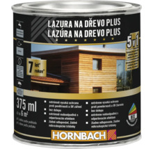 Lazura na dřevo v plechovce s informacemi o vlastnostech a použití.