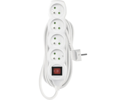 Prodlužovací kabel se čtyřmi zásuvkami a spínačem
