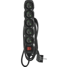 Prodlužovací kabel s pěti zásuvkami a vypínačem
