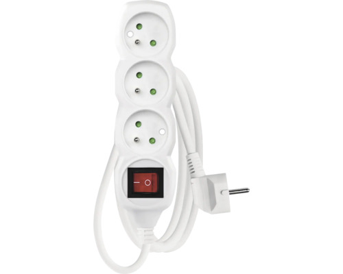 Prodlužovací kabel se třemi zásuvkami a vypínačem