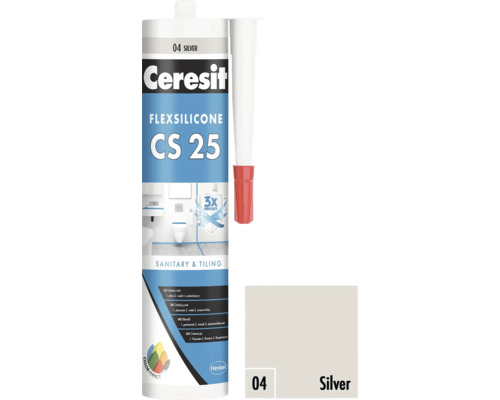 Ceresit Flexsilicone CS 25 sanitární a spárovací silikon, odstín stříbrná