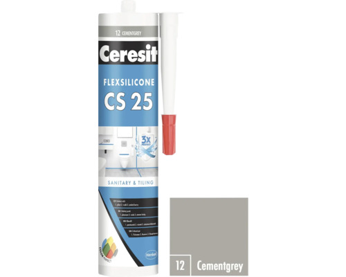 Ceresit Flexsilicone CS 25 sanitární a spárovací silikon, cementově šedá
