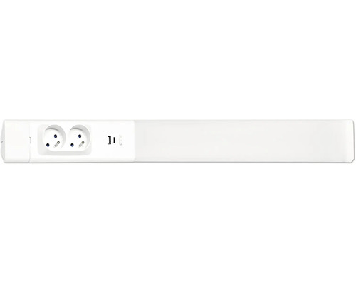 LED osvětlení kuchyňské linky 2x zásuvka, vypínač 10 W 850 lm 4100 K 51cm bílé Prodlužovací kabel se dvěma zásuvkami a USB portem