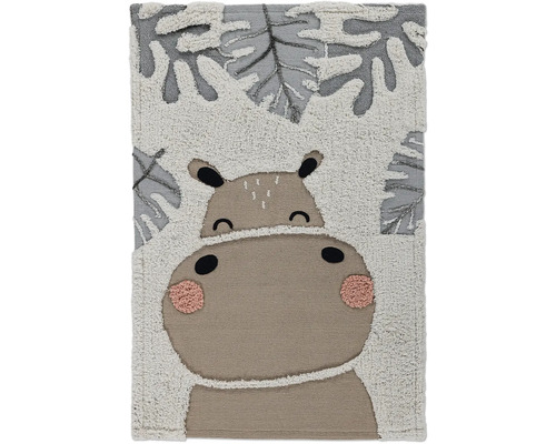 Koberec s motivem hrocha a rostlinným vzorem