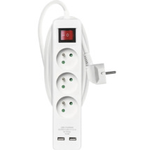 Prodlužovací kabel se třemi zásuvkami a dvěma USB porty