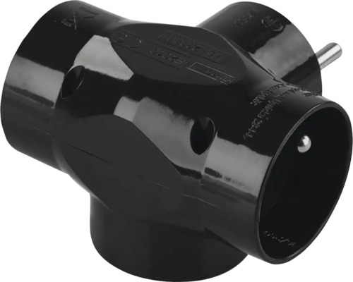 Černá rozbočka zástrčky Schuko se třemi přípojkami