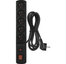 Prodlužovací kabel s pěti zásuvkami, vypínačem a kabelem