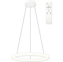 LED závěsné svítidlo s kruhovým tvarem a dálkovým ovládáním pro nastavení intenzity světla.