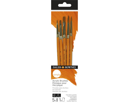 Sada akrylových štětců Daler Rowney, pět štětců se syntetickými štětinami