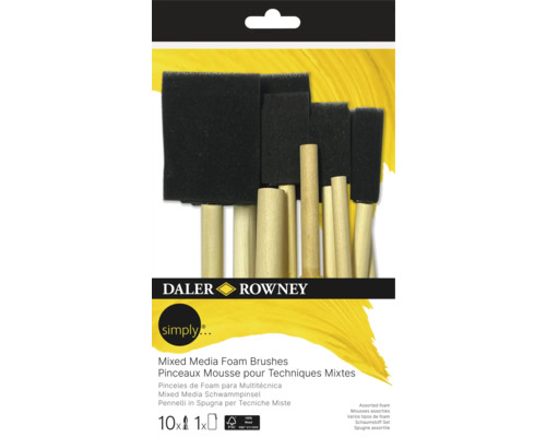 Sada pěnových štětců Daler Rowney pro smíšená média, 10 kusů