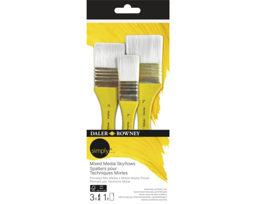 Sada štětců Daler Rowney Simply Skyflows pro smíšená média, tři kusy
