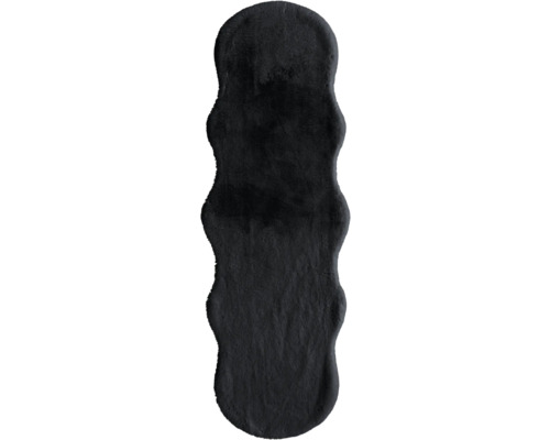 Umělá kožešina Romance Shape černá 55x160 cm Černý koberec z ovčí kůže