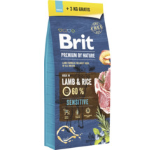 Brit Premium by Nature suché krmivo s jehněčím a rýží pro citlivé dospělé psy