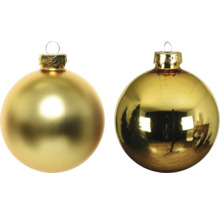 Dvě zlaté vánoční koule k zavěšení