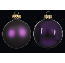 Dvě fialové vánoční koule se závěsem