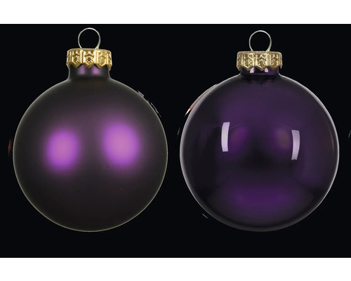 Dvě fialové vánoční koule se závěsem